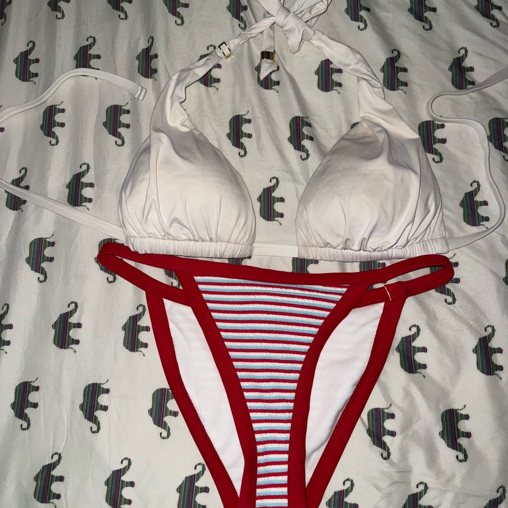 Wild Fable Red and White Striped Bikini Set